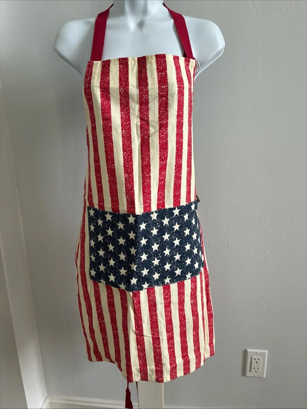 Lauren Ralph Lauren Patriotic Striped Kitchen Apron with pocket-NWOT